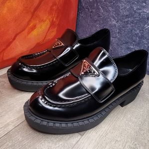 Prada Chocolate Brushed Leather Loafers